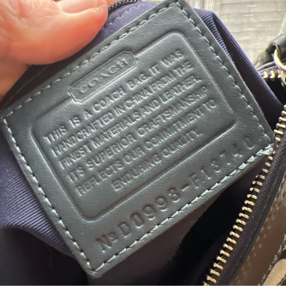 Coach Navy and Beige Signature Hobo Bag - Picture 3 of 10